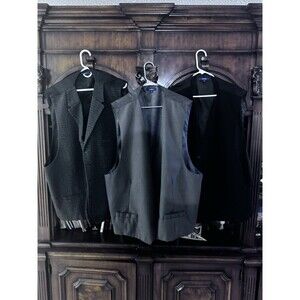 Lot of Three (3) Big & Tall Formal Vests 4XL Gioberti-Black & Grey